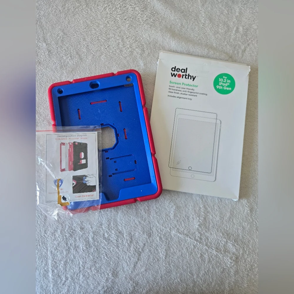 Blue and Red Tablet Case with Screen Protector